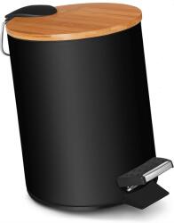  Kiváló minőségű fürdőszobai szemetes kosár fekete bambusz fedéllel 3 L (2579779)