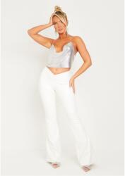 Missy Empire Панталони Missy Empire PU Flared Trousers - Cream