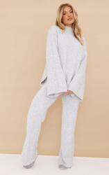 Prettylittlething Szürke Kötött Klasszikus Széles Szárú Nadrág Prettylittlething L