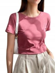 Dazy Rózsaszín Pamut Női Blúz Kerek Nyakkivágással L 1EI