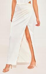 Prettylittlething Krémszínű Szatén Maxi Szoknya Prettylittlething Kivágással 36