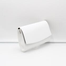 Via55 fehér matt / lakk íves ráhajtós nagy rostbőr alkalmi táska