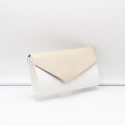 Via55 fehér / arany rücskös V ráhajtós alkalmi táska