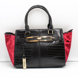 Nobo fekete / bordó bársonyos műbőr női kézi / válltáska h1730-c020