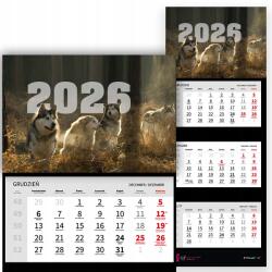  Háromrészes Naptár 2026 Irodai Év Falra Akasztható Kutyák Mix Minták (Kalendarz 2026 RokZ Psami Wz)