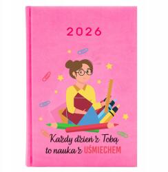 FunnyCase Naptár Rózsaszín A5 2026 Pedagógusnapi határidőnapló Tanulás Mosollyal (Kalendarz Różowy Nauka Z Uśmiechem)