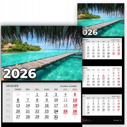 Plaka_TY Háromrészes Fali Naptár 2026 Irodai Év Függő Híd Mix Minták (Kalendarz Rok 2026 Pomost Wz)