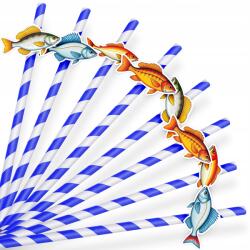  Papír Szívószál Szülinapi Dekoráció Horgász Minták Hobbi Halász 8 db (SŁOMKI LEGAL NR 6)