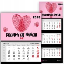  Falinaptár 2026 Háromrészes Szeretünk Nagymama Ajándék Nagymama (Kalendarz Ścienny KOCHAMY CIE BABCIU)