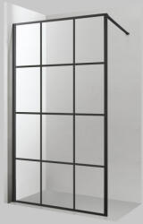 Viva Aqua Max WALK IN Zuhanyfal - FEKETE mintás - FEKETE profil - 8 mm NANO üveg - 100 x 200 cm (8FWIFP_100) - globalvivamarket
