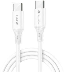  USB Type-C töltő- és adatkábel, USB Type-C, 100 cm, 5000 mA, 100W, törésgátlóval, gyorstöltés, PD, QC 4.0, Forcell F-Energy C347, fehér
