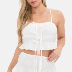 I Saw It First Ruched Front Strappy Tie Top - White