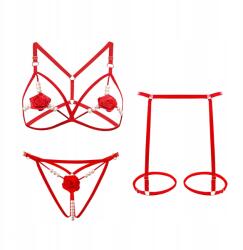 Piros Szexi Női Erotikus Fehérnemű Harisnyatartó öv Gyöngyökkel