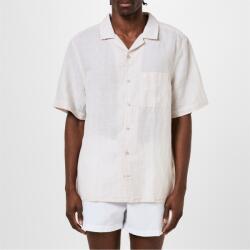 Calvin Klein Men's Linen Stripe Short-Sleeve Patterned Shirt - Stony Beige