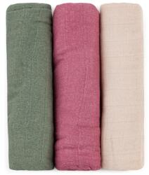 Petite&Mars Bambusz muszlin 3 db-os pelenka szett 68 x 68 cm - Moussy Botani rózsaszín/bézs