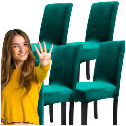 TELATTI Szett: 4x univerzális székhuzat velúr székhuzat (Pokrowiec na krzesło PREMIUM pokrowce zestaw) - allegro - 4 570 Ft