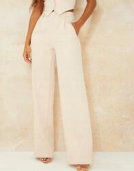 Prettylittlething Bézs Egyenes Szárú Magas Derekú Prettylittlething Nadrág 36-OS