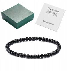  Női karkötő természetes kőből 4mm Univerzális 19cm Fekete Üveg (TEL00006)