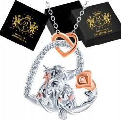 Mennica Świdnicka Ezüst nyaklánc szív cirkóniákkal rózsaszín arany bevonattal Ajándék