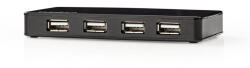Nedis UHUBU2730BK USB HUB, 7 portos, USB 2.0, 5V tápegység, fekete