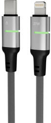 AVAX CB637 STEELY LED 27W USB-C - Lightning gyorstöltő kábel, fonott, fekete - 3m (AVAX CB637)