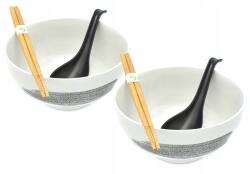 Red Samurai 2 db-os tál szett kanállal és pálcikákkal Ramen Haiiro no shima 800 ml (6704403)