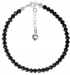  Ezüst Karkötő Fekete Turmalin Szív Kő Természetes Ezüst 925