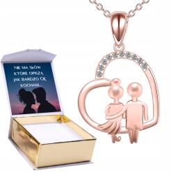 Larezo Rózsaszín Nyaklánc Pároknak Szív cirkóniákkal Pár Strassz Nyomtatás (srebrny łańcuszek z zawieszka wisiorek sm0669)