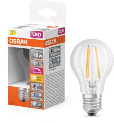OSRAM LED izzó A60 E27 3.4W = 40W 470lm Meleg 2700K CRI90 300° Izzószálas, szabályozható fényerejű SUPERSTAR PLUS CLASSIC Osram (4099854084010)