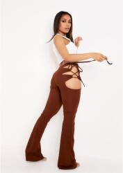 Missy Empire Панталони Missy Empire Cut Out Lace Up Flared Trousers - Chocolate