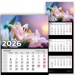 Plaka_TY Háromrészes Falinaptár 2026 Irodai Év Lógó Liliom Mix Minták (Kalendarz 2026 Rok Lilia Wz)
