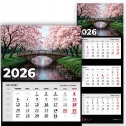 Plaka_TY Háromrészes Falinaptár 2026 Irodai Év Függő Híd Mix Minták (Kalendarz 2026 Rok Most Wz)