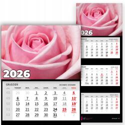  Háromrészes Naptár 2026 Havi Fali Iroda Rózsa Mix Wz (Kalendarz 2026 Kwiaty Róża Wzory)