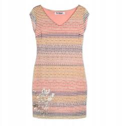 Desigual Színes Csíkos Ruha, Size L, pamut, V-nyakú (587668)