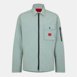 Hugo Риза с дълъг ръкав Hugo Mens HUGO Emmond Cotton Long Sleeve Zip Overshirt - Contemporary Design with Logo Detail - Light Green 338