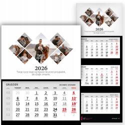  Háromrészes Naptár 2026 Irodai Év Függő Fali Fotó Minták (Kalendarz 2026 RokZ Zdjęciami Wz)