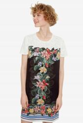 Desigual mintás ruha, egyenes szabású, XS, többszínű, 55% poliészter, 38% viszkóz (330546)