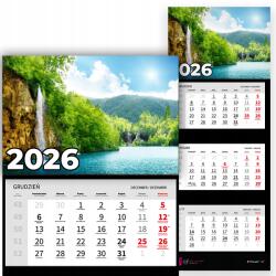 Plaka_TY Háromrészes Fali Naptár 2026 Irodai Év Függő Vízesés Minták Mix (Kalendarz Rok 2026 Wodospad Wz)