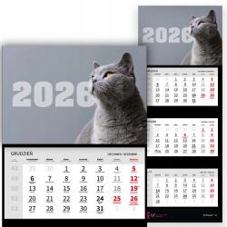  Háromrészes Naptár 2026 Év Függő Irodai Falra Cica Minták (Kalendarz 26Dla Kociary Mix Wz)