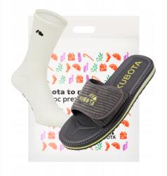 Kubota Karácsonyi Ajándék Férfi Papucs Kubota Tépőzáras Kordbársony Szürke 44 Zokni (K25MP-100-002-26-Z-044)