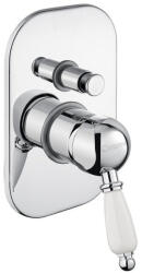  KIRKÉ falba süllyesztett csaptelep, 2-irányú váltóval, fehér kerámia karral, króm (KI42BC)