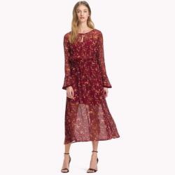 Tommy Hilfiger Bordó Ruha Virágok (36) (WW0WW23156)