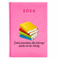 FunnyCase Naptár Rózsaszín A5 2026 Pedagógusnapi Ajándék Érdemes Iskolába menni (Kalendarz Różowy Warto Iść Do Szkoły)