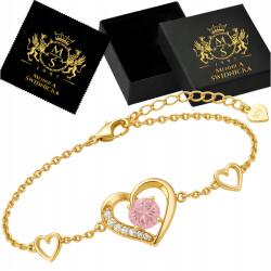 Mennica Świdnicka Aranyozott Női Karkötő Szív Strassz Ajándék Anyának Ezüst 925 (Celebrytka Damska na Rękę Serce Srebro 925)
