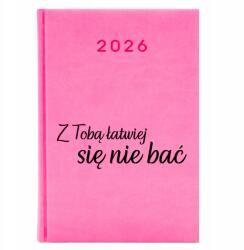 FunnyCase Naptár Rózsaszín A5 2026 Ajándék Tanárnak Veled Könnyebb Nem Félni (Kalendarz Różowy Z Tobą Łatwiej Się Nie Bać)
