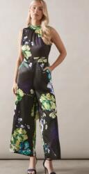 Wallis Fekete Virágmintás Szatén Ujjatlan Overál Megkötős Derékkal Wallis 36