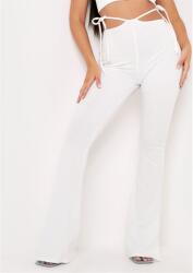 Missy Empire Панталони Missy Empire Tie Side Strap Detail Cut Out Flared Trousers - Ivory
