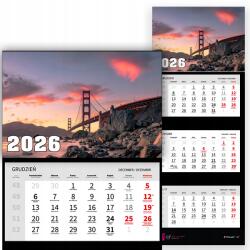  Háromrészes Naptár 2026 Fali Dekoratív Irodai Ajándék Divatos Stílus (KALENDARZ STYL TRÓJDZIELNY BIUROWY 2026 MODNY)