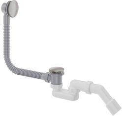  Prizma kádszifon túlfolyóval, szálcsiszolt acél klik-klakk leeresztővel (NHC_F57B)