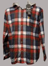 Brave Soul kockás férfi ing, kapucnis (piros-kék) (L méret)